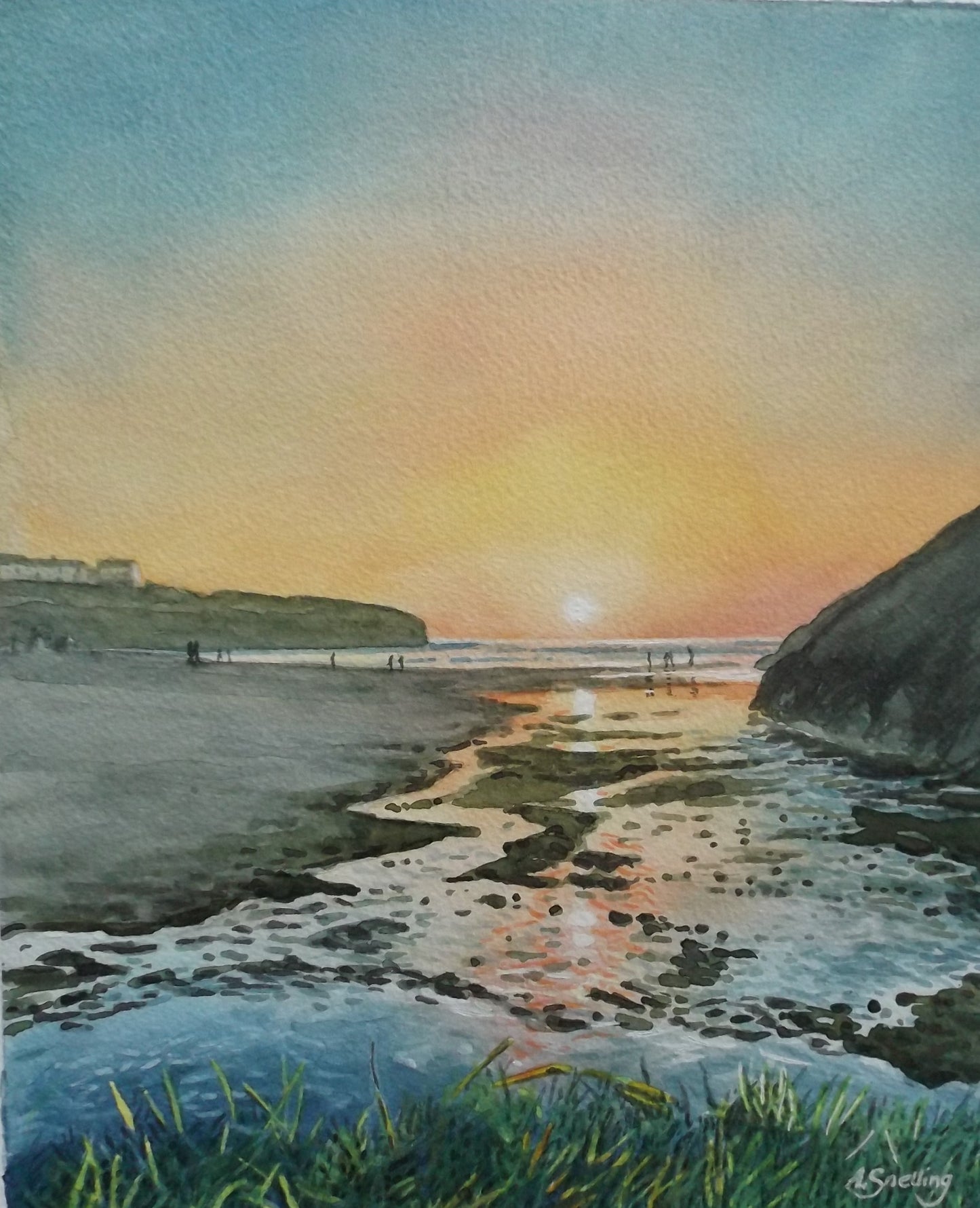 Sunset, stream at Porthcothan